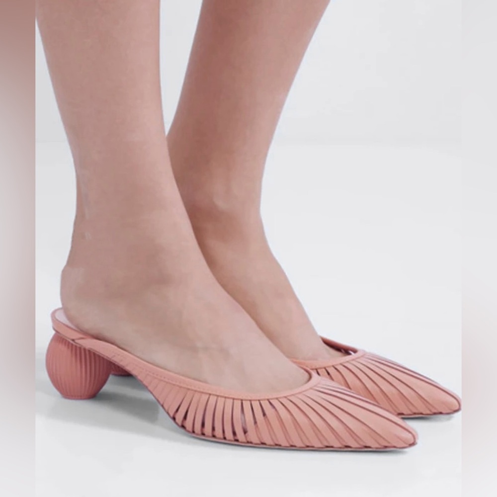Cult Gaia Alia Leather Mules Blush